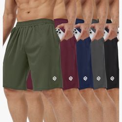 5 Pack Mens Shorts Casual with Pockets, New -L size 