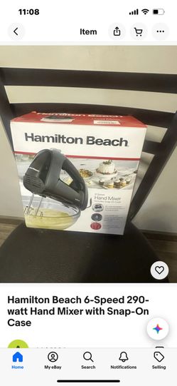 Hamilton Beach Hand Mixer with Snap On Case Black  62690 FG New