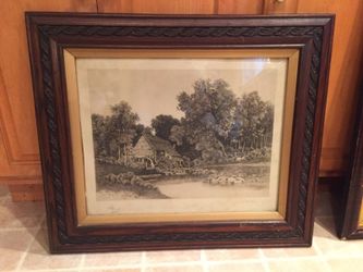 Framed, signed L.H. King cottage print - Rare!