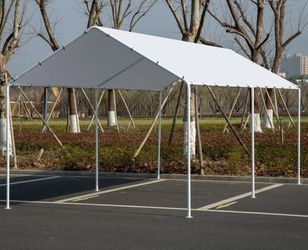 10'x20' Heavy Duty Galvanized Carport Waterproof Canopy Tent with Anchor Kit, Open-Sided Design for Cars and Outdoor Use