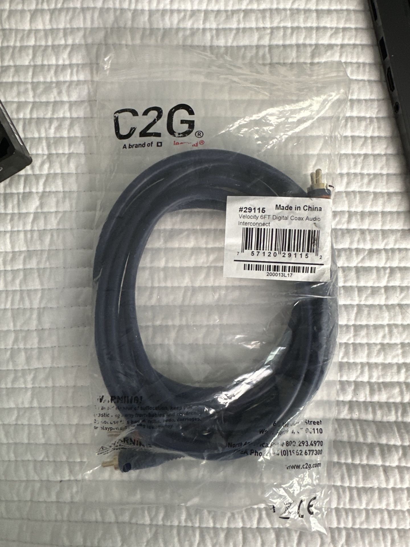 Title: 🎧 C2G Velocity 6FT Digital Coax Audio Cable – New in Package