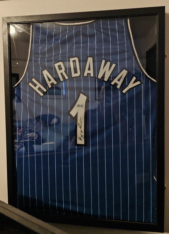 Framed, Autographed Signed Penny Hardaway Orlando Jersey