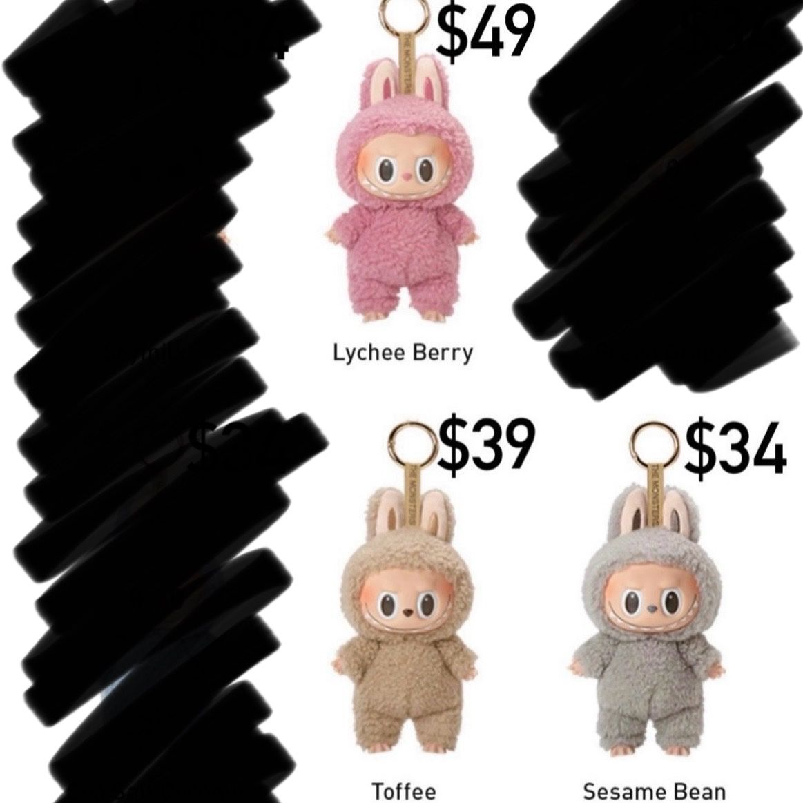 NEW labubu exciting macaron pendant plush doll toy pop mart toffee sesame bean