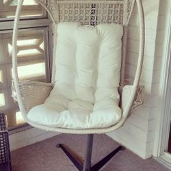 Whitewash All Weather Wicker Chillasan Outdoor Hanging Chair