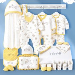 15pcs Newborn Baby Gift Set Bodysuit Hat Booties Clothing Pillow Toys Socks