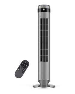 Tower Fan for Bedroom, 28dB Quiet Floor Standing Fan with Remote, 12H Timer, 5 Speeds, 4 Modes, LED