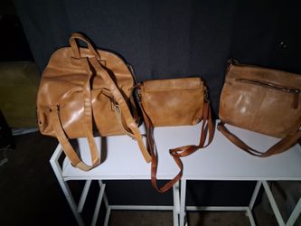 Genuine leather persis and backpack