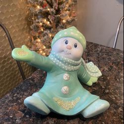 SNOWMAN FIGURE CHRISTMAS SNOWMAN FIGURINE CERAMIC