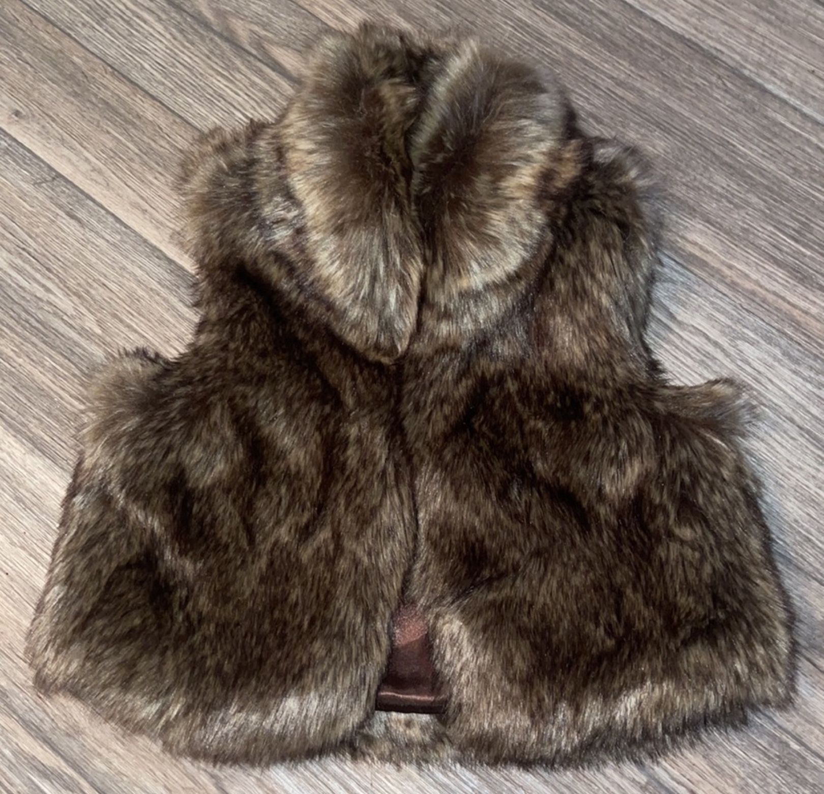 NWT Polo Ralph Lauren girls' brown faux fur vest