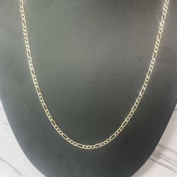 10k yellow gold diamond cut Figaro necklace