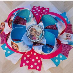 Frozen Princess Birthday Hair Bow- Elsa and Anna hair bow