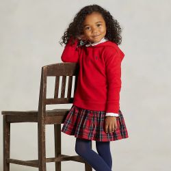 Polo Ralph Lauren Girls Plaid Fleece Hoodie Dress