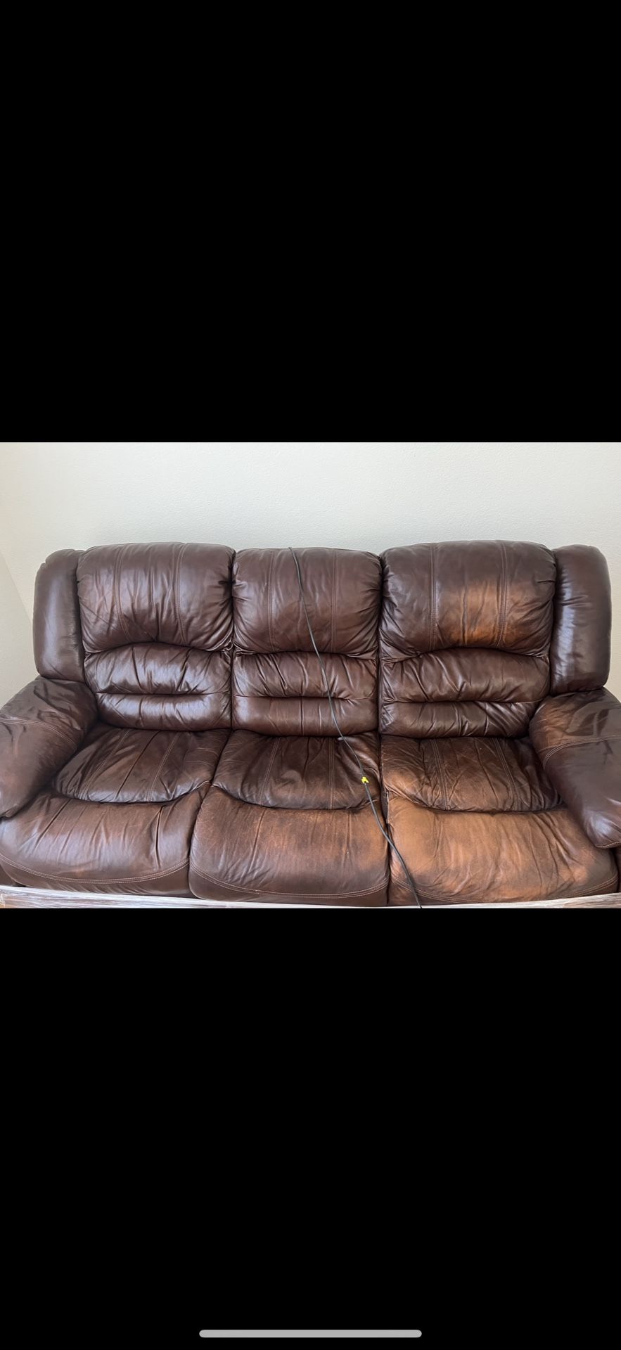 Leather recliner long sofa