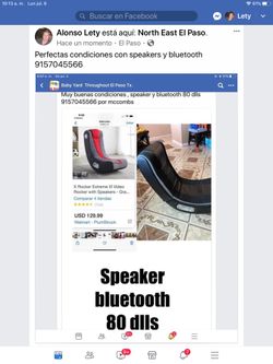 Silla para juegos con bluetooth y speakers 80 dlls northeast