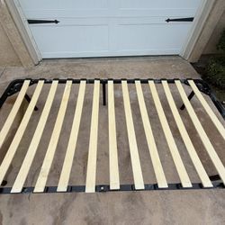Metal Bed Frame with Wooden Slats 