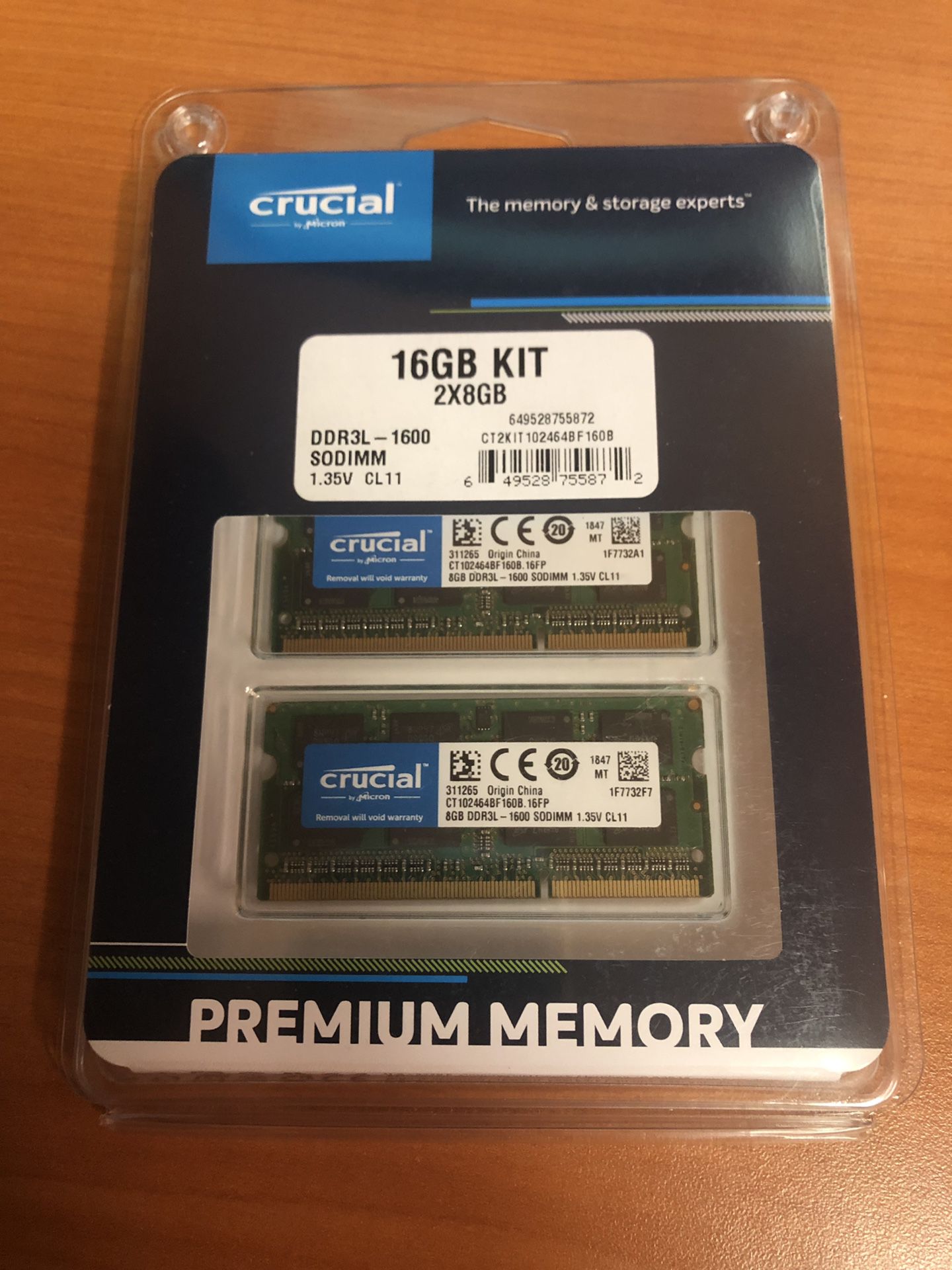 Crucial 16GB Kit - DDR3L-1600 - 8GB x2 - Laptop RAM