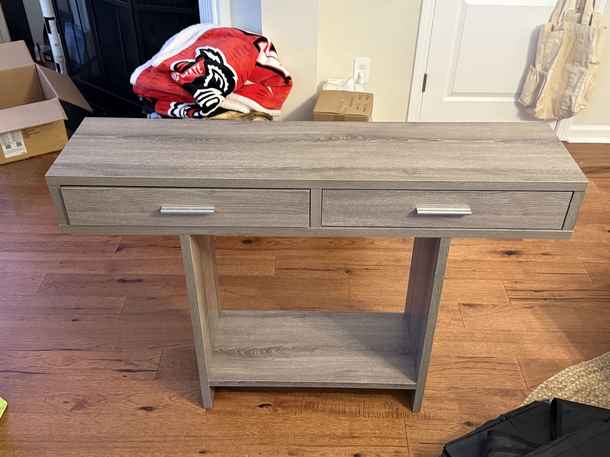 Gray Wood Veneer Console Table