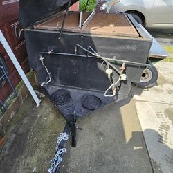 4ft × 5ft Trailed Propane/charcoal BBQ Grill. It is a very good money maker. It's built well. 16 Guage welded. It can with stand the heat of 30lbs of 