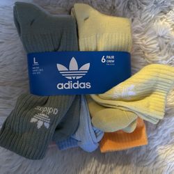 Adidas Men's/Women Colorful Crew Socks - 6 Pack size large