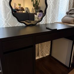 IKEA Black Desk With Mirror Included 