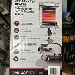 Dyna-Glo 40,000 BTU 360-degree tank top gas heater (model TT40000M) designed for use with a 20-lb propane cylinder. 