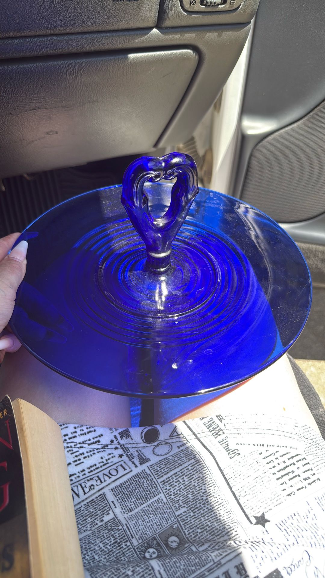 Blue Glass Heart Tray