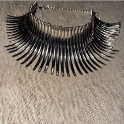 Silver Colored Choker Necklace 