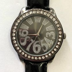 Black and Silver Rhinestone Watch