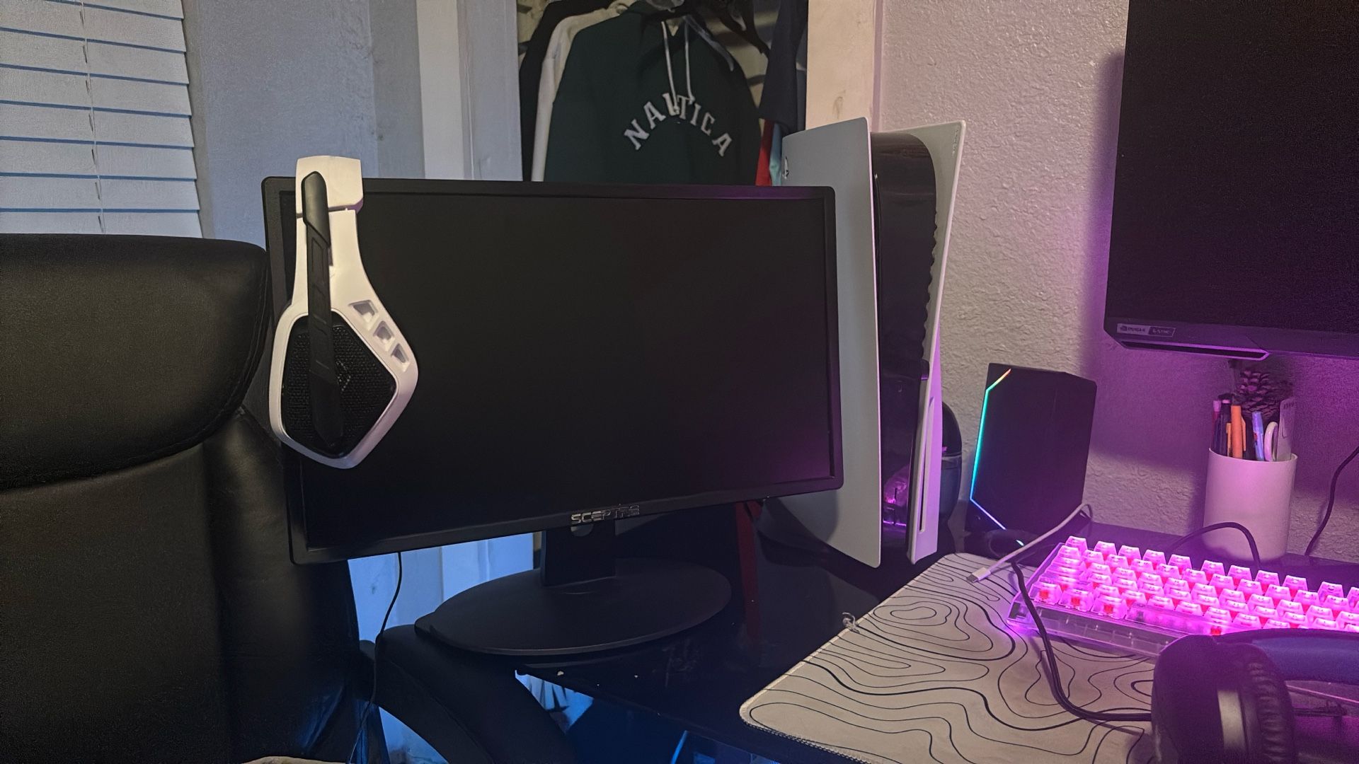 PS5 Disc, Sceptre Monitor, And Tatybo Wireless Headset And 1 Controller