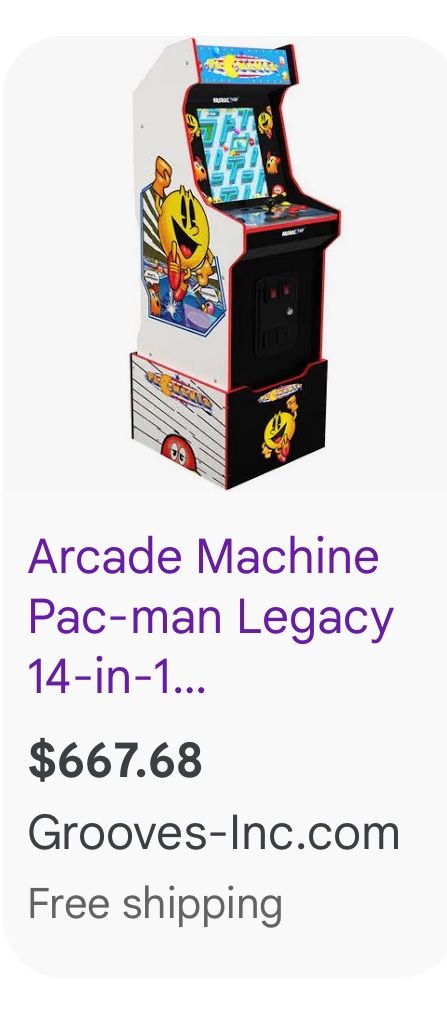 Pac-Man Arcade Machine With 14 Total Games With The Base Stand