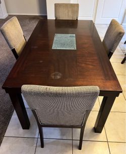 Dark Wood Dining Table with 4 Chairs And Dining Server