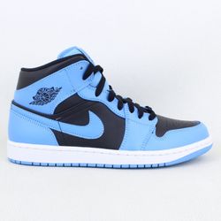 Jordan 1 Mid University Blue Black- Size 8.5M