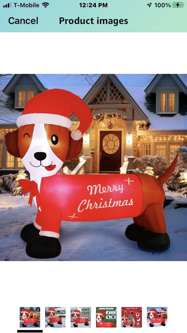 7FT Christmas Inflatable Dog Outdoor Decorations with LED Lights, Lighted Blow Up Lawn Yard Garden Clearance for Family Indoor Xmas Holiday Party Deco