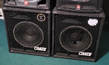 Crate PS-115HP PA Subwoofer Speaker Pair - One Working, One Needs Recone/Repair