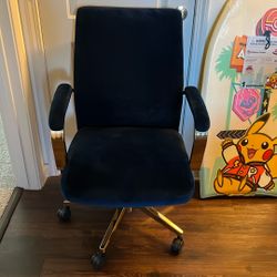 Navy Blue Velvet Office Chair