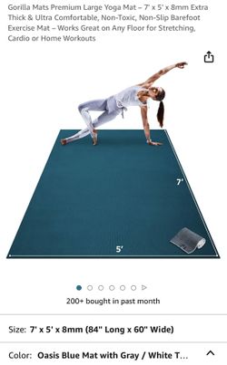 Extra Large Yoga Mat 5x7 Blue 