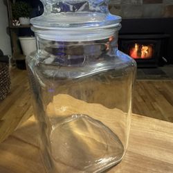 Vintage Anchor Square Large Glass Canister With Lid