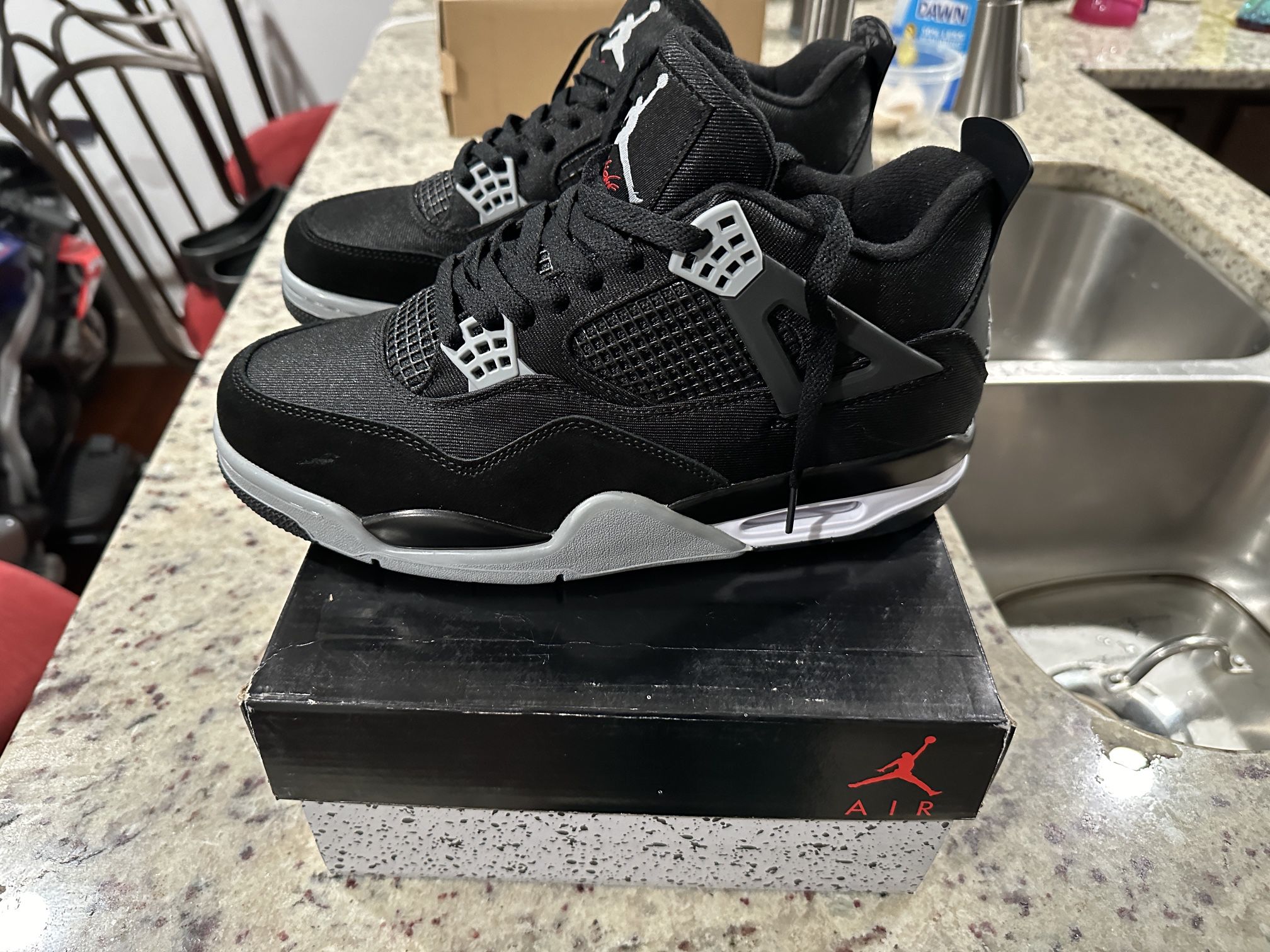 Nike Air Jordan 4 Retro Black Canvas Men  9.5