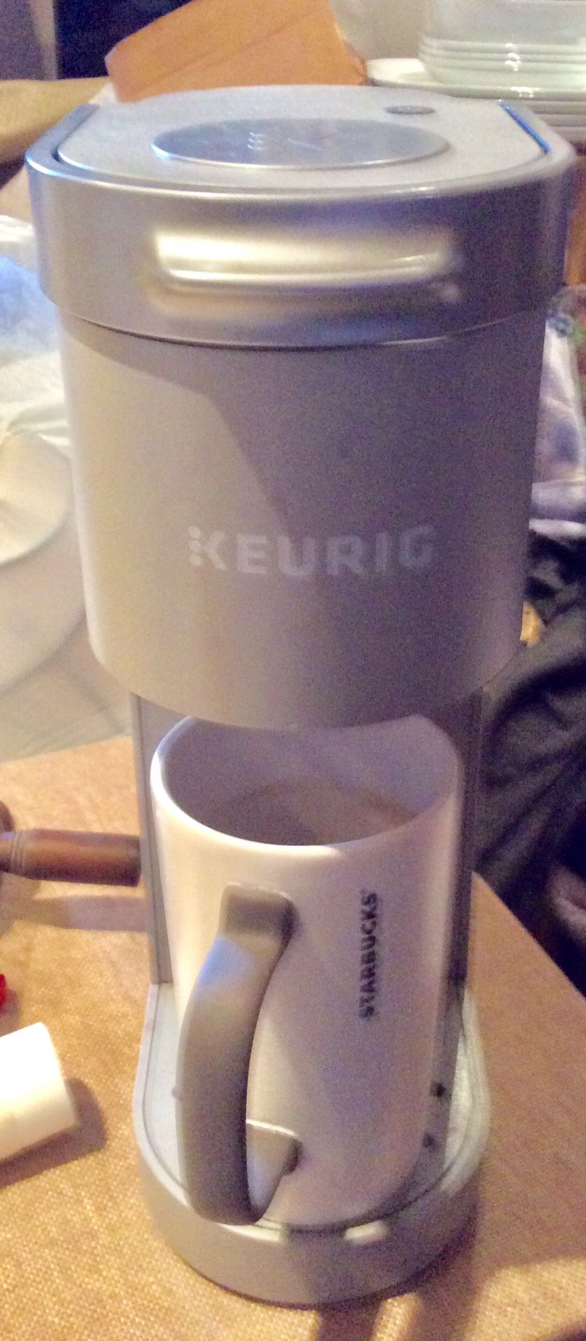 K. MINI, Keurig single serve coffee maker light grey color $85