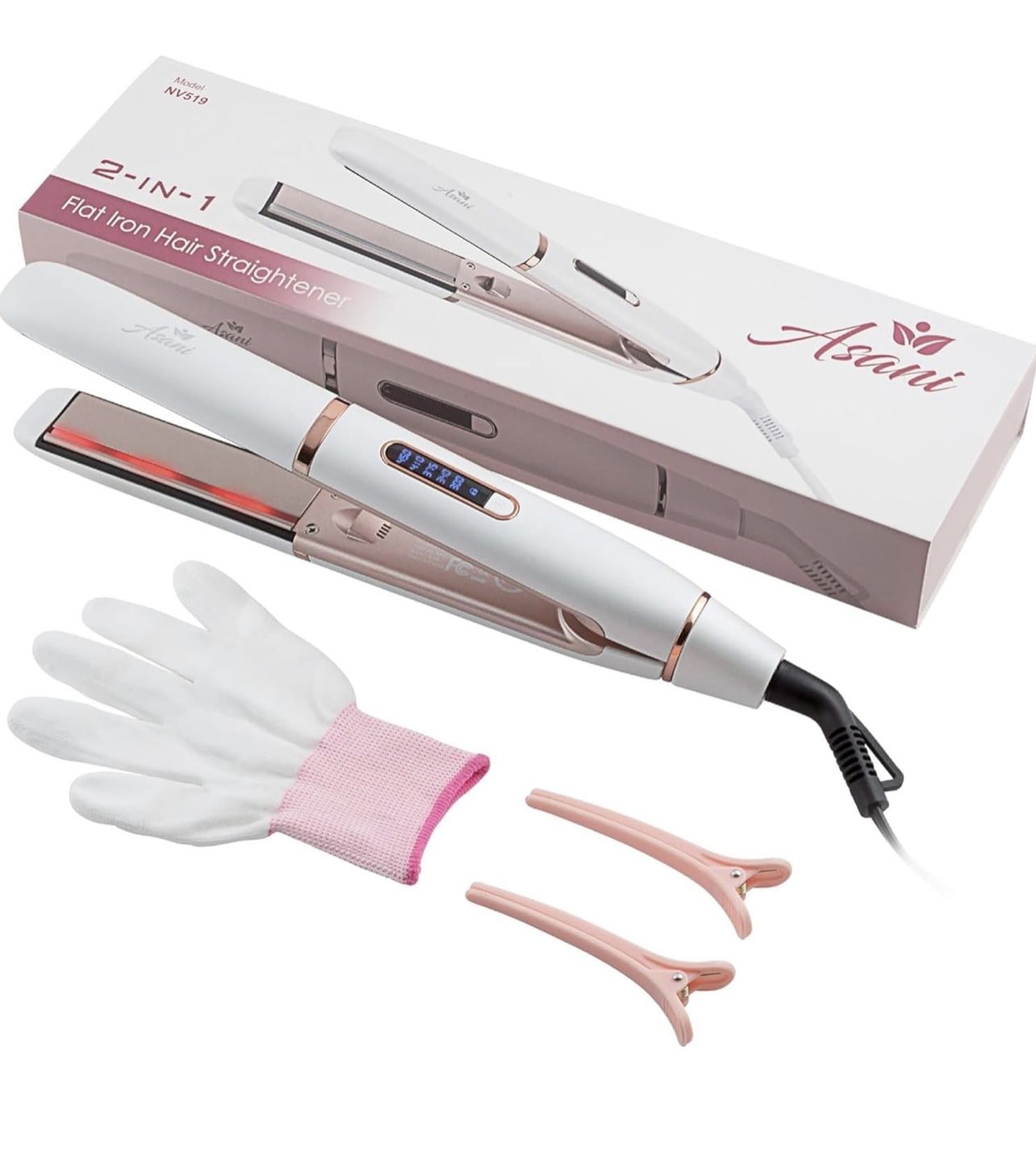 New! Unopened! 2-in-1 Flat Iron Hair Straightener and Curler - Negative Ion Tech