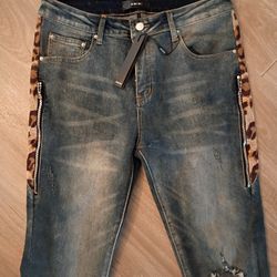Amiri  Leopard Print Jeans (Sz 36)