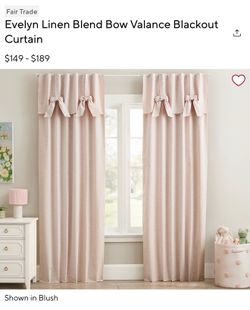 Evelyn Linen Blend Bow Valance Blackout Curtain