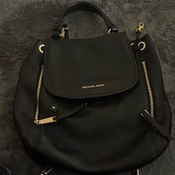 Micheal Kors Black Leather Backpack