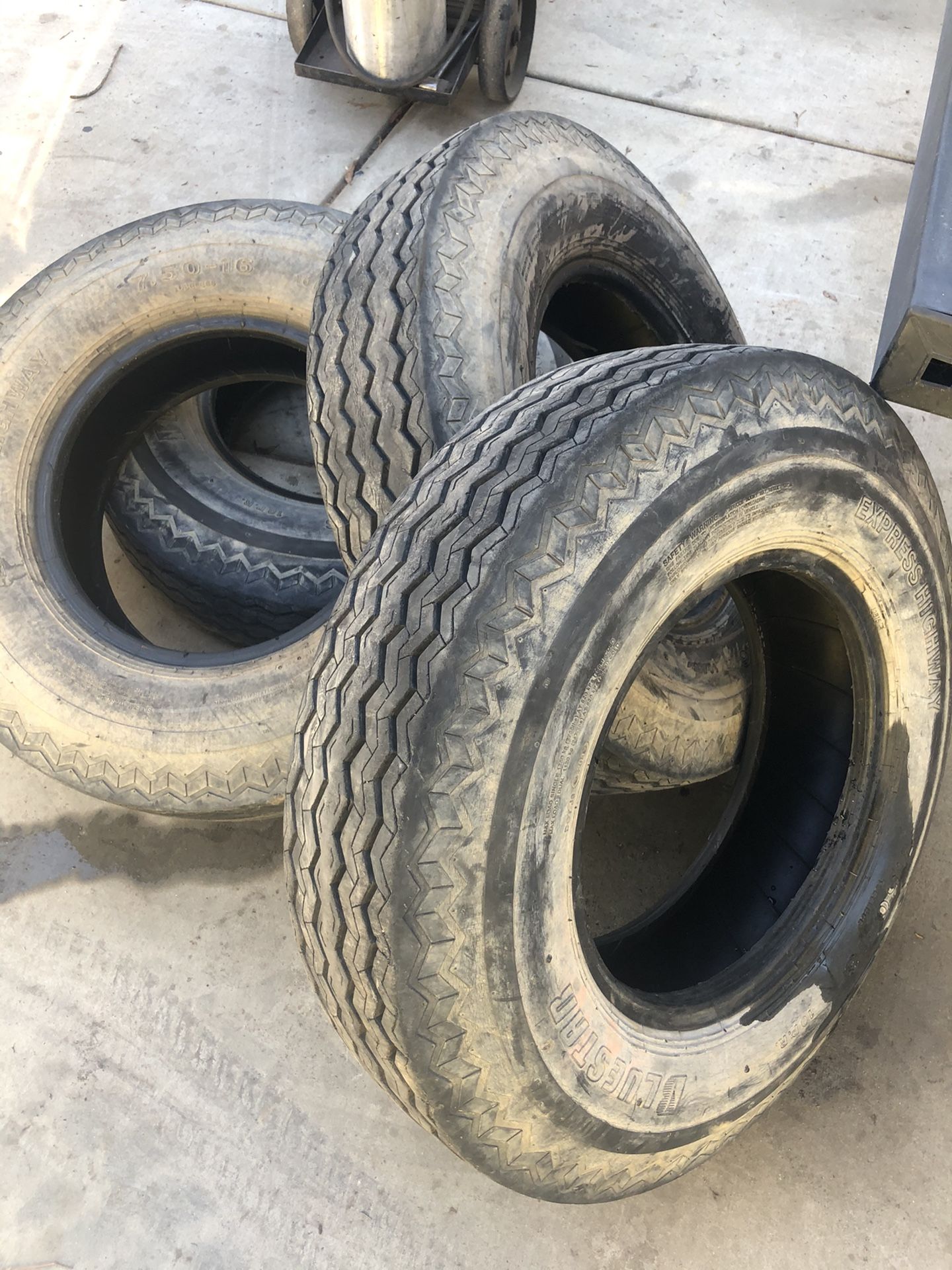 Heavy duty trailer tires for 16” rims 235 80 16 or 7.50-16