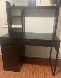 IKEA Kids MICKE BLACK BROWN DESK And HUTCH With Magnetic Backboard