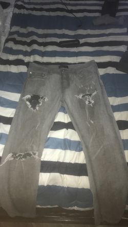 Gray Distressed Ripped Slim Jeans