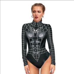 Black Suit Venom Spider Lady Size S/M One Piece Jumpsuit Cosplay Woman Costume