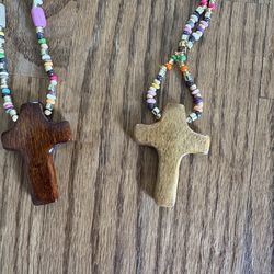 Handmade wooden cross necklace