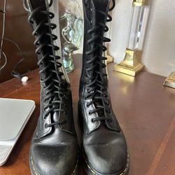 DR. MARTENS 10103 Black Air Cushion  Bounce Combat 14 Eye Boots Sz 5 Men/Woman 6