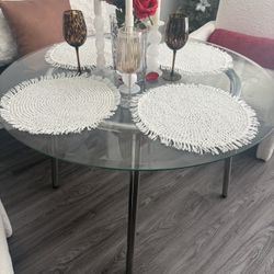 Free Glass Round Table (Note: One Crack) 
